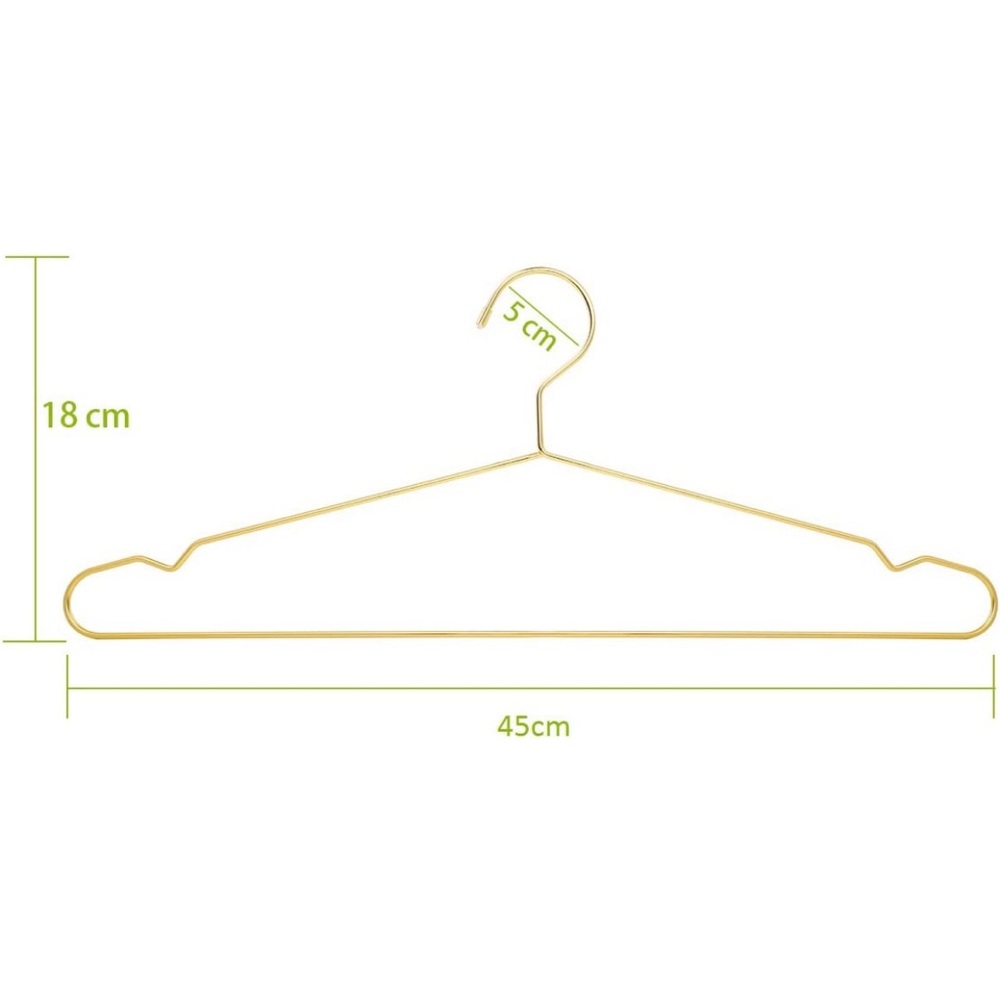 Gold metal wire clothing hangers